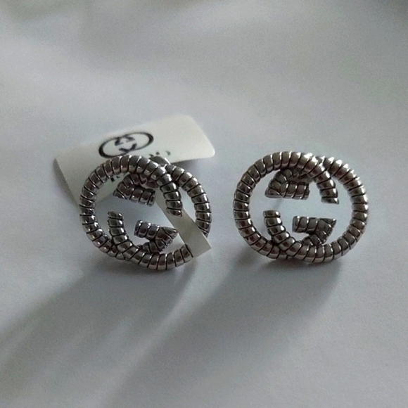 Silver Gucci Rope Interlocking Earrings - Picture 3 of 3